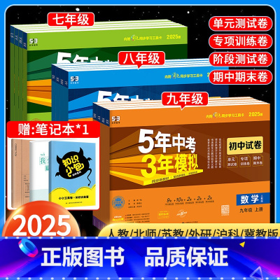 [人教版]化学 九年级上 [正版]2025五年中考三年模拟七年级八九年级上册下册试卷测试卷全套53小四门人教版北师大语文