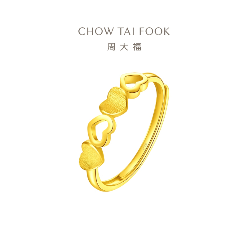 周大福 愿得伊人心足金黄金戒指计价 (工费:80元)EOF200