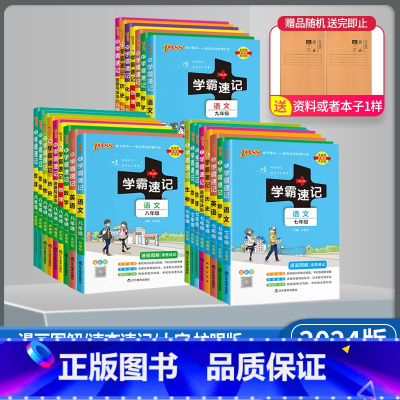 语文+数学共2本 通用版 九年级/初中三年级 [正版]2024绿卡图书 学霸速记7七8八9九年级语文数学英语物理化学生物