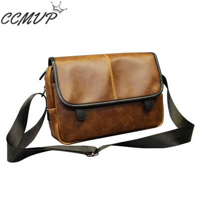 CCMVP品牌自营质量保证-CCMVP男包男士斜挎包疯马皮复古潮牌街头单肩背差质挎包咖啡色默认颜色
