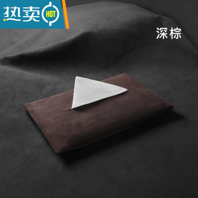 敬平车载纸巾盒汽车用椅背挂式创意抽纸盒多功能网红扶手箱中控纸巾包 深棕-2根绑带