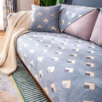 家柏饰(CORATED)北欧四季通用沙发垫防滑简约全包萬能沙发套罩布艺沙发巾沙发盖布 几何灰 90*210cm