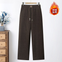 妈妈冬装洋气加厚松紧腰休闲裤新款中老年女装加绒直筒裤50岁