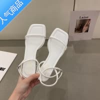 SUNTEK法式中跟凉鞋仙女鞋子2023年新款夏季粗跟小众高级感沙滩鞋罗马鞋