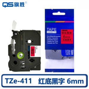 旗胜 色带 TZe-411 AZe-411 红底黑字 6mm 个