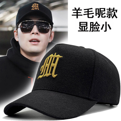 大头围帽子男秋冬季羊毛呢保暖棒球帽男韩版潮牌百搭显脸小鸭舌帽