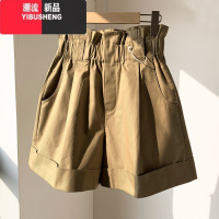 YIBUSHENG高腰西装短裤女季小个子休闲阔腿裤直筒宽松工装花苞裤五分裤子