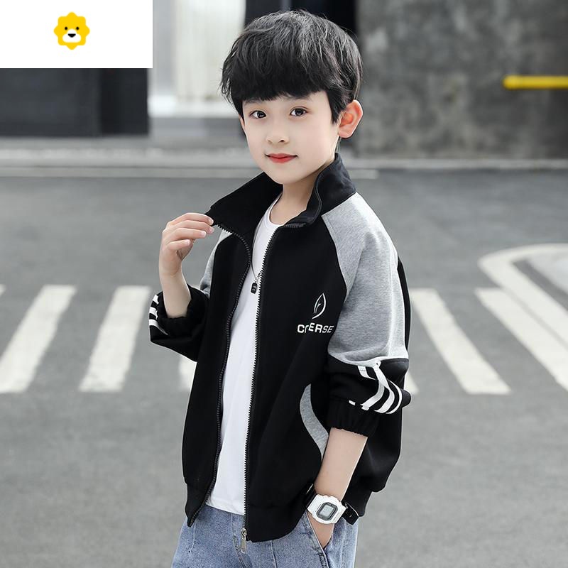喻娄男童春装外套20新款洋气儿童卫衣中大童夹克春秋立领棒球服上衣