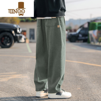 YANXU裤子男款夏季直筒裤男生潮牌宽松阔腿美式工装休闲长裤男