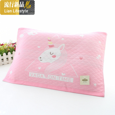 婴儿枕巾棉纱布宝宝枕巾柔软吸汗透气卡通幼儿园棉儿童枕头巾 三维工匠