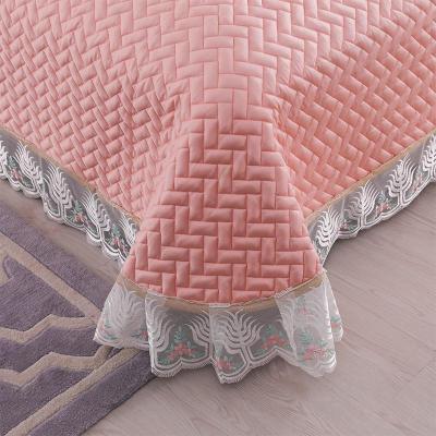 家柏饰(CORATED)60天丝凉席三件套纯色蕾丝空调软席子加厚1.8m1.5m床水洗冰丝床盖