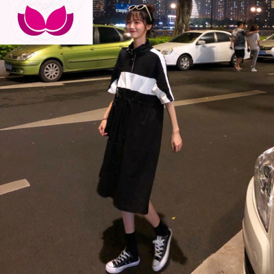 七斓2019流行裙子气质时尚新款宽松百搭洋气韩版中长款过膝连衣裙女潮