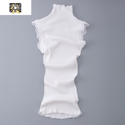 暖青汇春夏薄款桑贴身修身蕾丝高领弹力螺纹百搭打底衫背心短款女潮蕾丝衫