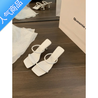 SUNTEK高跟一字拖鞋女鞋子外穿2023年新款夏季细跟气质法式凉拖仙女凉鞋