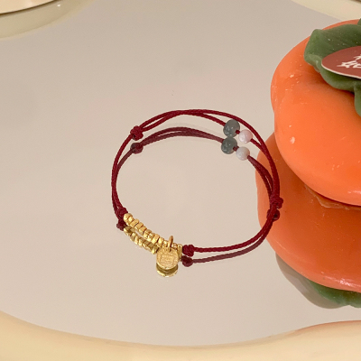 纯银碎银子福牌红绳手链女生蛇年本命年红手绳礼物轻奢高级感送女朋友老婆情人节七夕生日礼物