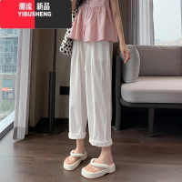 YIBUSHENG七分裤女新款韩版宽松棉麻大码休闲裤薄款哈伦裤萝卜裤子女