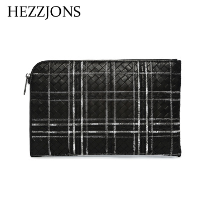 赫泽琼斯HEZZJONS真皮男士手拿包进口意大利牛皮信封包青年时尚潮流简约软皮手包男神英伦奢侈品手腕包黑色进口意大利牛皮