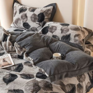 高克重拼角兔毛牛奶绒四件套冬天加厚保暖珊瑚绒床单被套床上用品