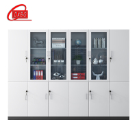 DXBG办公室书柜木质文件柜资料档案柜储物柜带锁柜子板式书架带玻璃门[工厂现做 7天内发货]