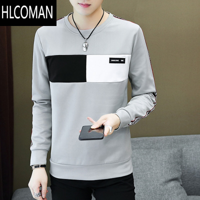 HLCOMAN2024男士长袖T恤加绒p暖韩版修身潮流打底衫圆领套头卫衣