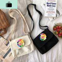 韩国ins日系原宿童趣太阳花学院风学生大容量帆布邮差包斜挎包女NEW LAKE女斜挎包