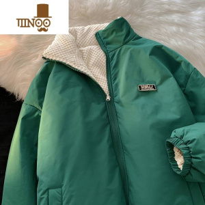 YANXU两面穿棉衣外套男冬季设计感加厚保暖宽松情侣棉服港风潮流棉袄子