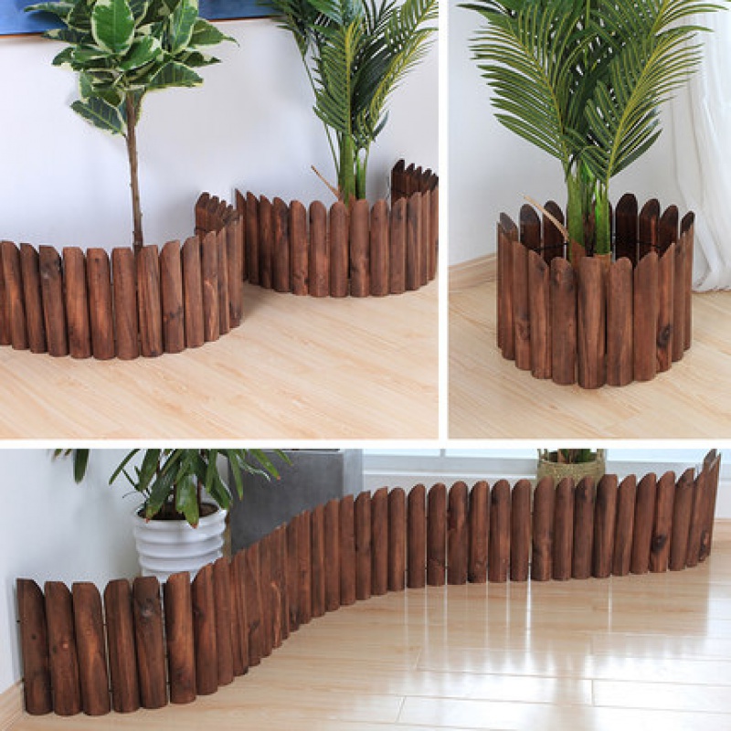 阳台木围栏闪电客花圃篱笆庭院碳化圆形室内装饰室外菜园小栅栏插地