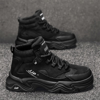 男鞋秋冬季新款男士运动休闲厚底防滑耐磨劳保鞋高帮增高工装板鞋