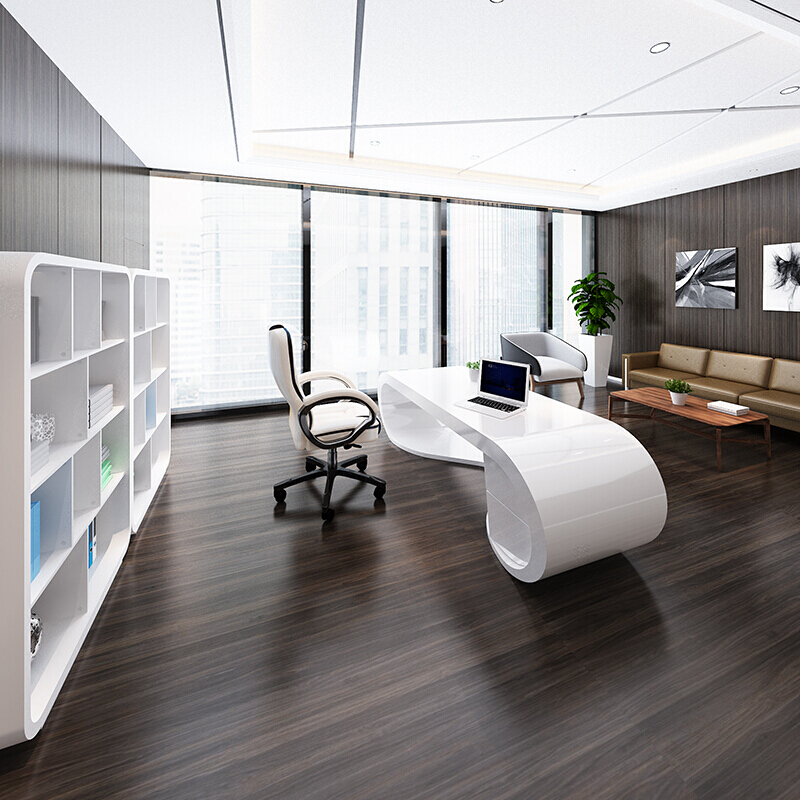 老板桌办公桌简约现代烤漆办公家具老板白色白领办公桌椅组合大班台