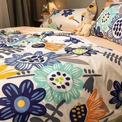 美帮汇田园风全棉四件套床单被罩100单双人床全棉被套小花春夏床上用品