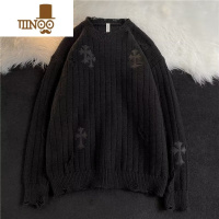 YANXU五迷三道美式复古破洞圆领毛衣男潮牌oversize针织衫