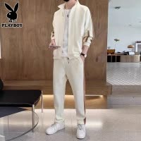 花花公子休闲运动套装男士卫衣外套春季新款潮牌搭配帅气男装一套