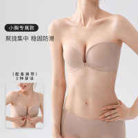 前扣美背文胸无肩带内衣女小胸显大性感聚拢防滑小胸专用隐形胸罩_1