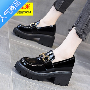 SUNTEK内增高小皮鞋女英伦风2023新款春夏网纱乐福鞋女透气单鞋10cm