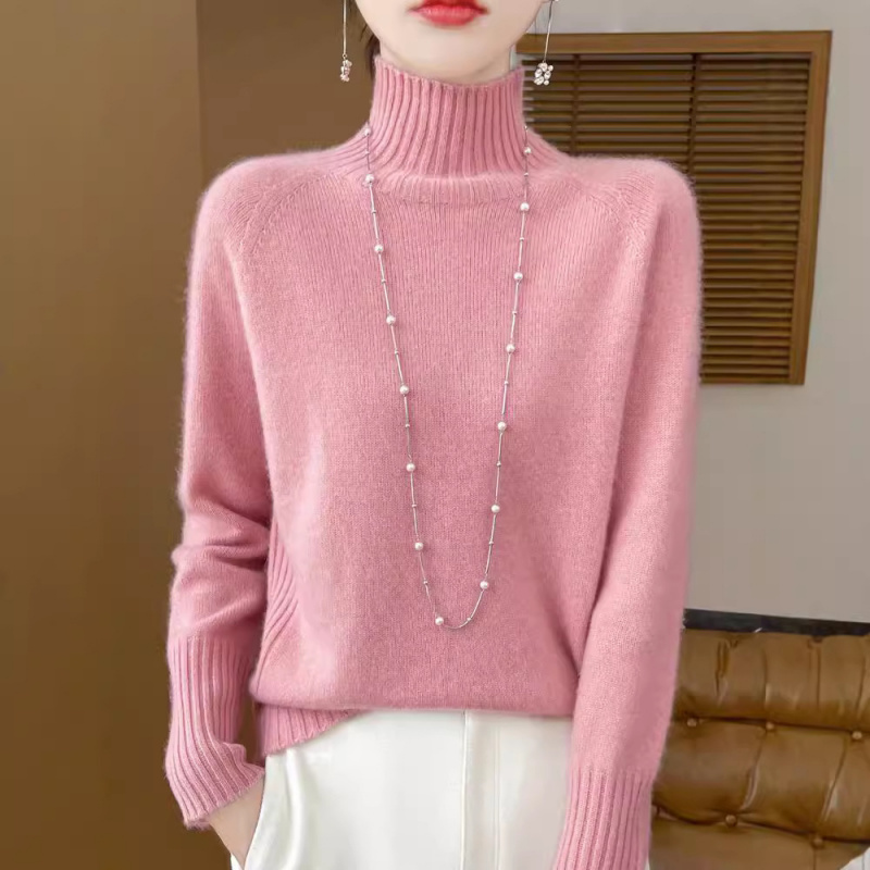 秋冬宽松纯色上衣一线新款毛衣羊毛加厚内搭长袖高领针织衫成衣