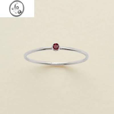 JiMi简约手饰品水钻不锈钢女士指环日韩百搭ins配饰 12月份生辰石戒指