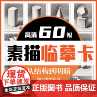 从结构到明暗几何体高清临摹卡文创作品礼物贺卡60幅精美原画手绘素描几何体袋装活页艺术明信片名师作品 一线美誉