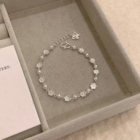 s999纯银花朵桃花蝴蝶手链轻奢小众精致温柔高颜值学生党银饰送女朋友老婆情人节七夕生日礼物