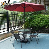 苏宁 金菲罗格 办公家具 户外露天阳台室外休闲带伞桌椅组合 波尔多4椅圆桌伞