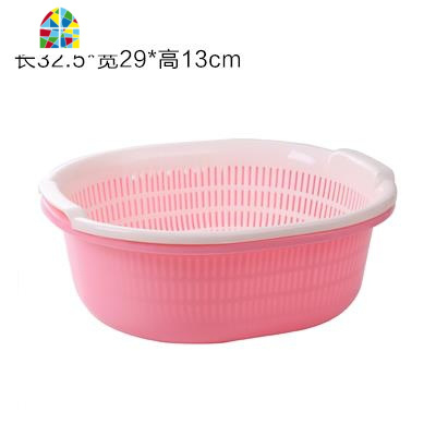 洗莱 双层大号菜池洗菜盆塑料 厨房收纳筐菜篮子洗菜蓝 FENGHOU 加厚淡绿470g洗菜篮洗菜篮