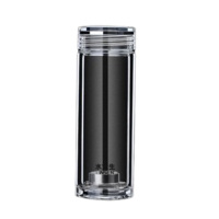 水宜生玻璃杯380ml弱碱双层纯钛杯盖抑菌水晶泡茶杯G718