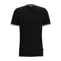Hugo boss 男士黑色短袖圆领T恤 袖口标志性条纹设计舒适百搭25夏季新款