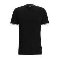 Hugo boss 男士黑色短袖圆领T恤 袖口标志性条纹设计舒适百搭25夏季新款
