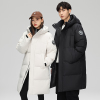 男装冬季中长款白鸭绒羽绒服男连帽大衣情侣款加厚保暖过膝外套男