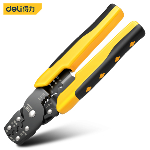 得力(deli) 三合一多功能剥线钳 剪线钳 手动压接钳子冷压端子绝缘接线端子压线帽铜鼻子 DL383007 单位/把