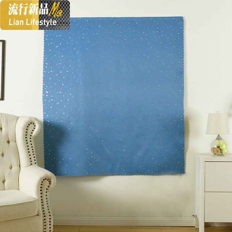 免打孔安装网红ins简易窗帘成品卧室飘全遮阳光布魔术贴简约现代 三维工匠