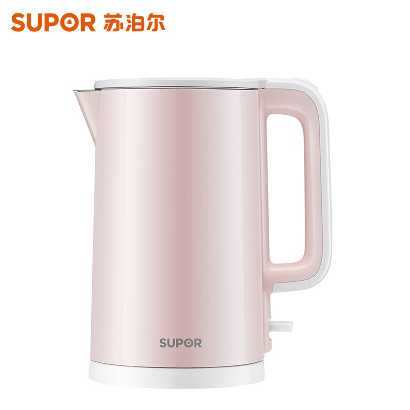苏泊尔(SUPOR)电热水壶烧水壶304不锈钢电水壶双层防烫保温全钢无缝自动断电防干烧开水壶SW-15S02A[送礼优选