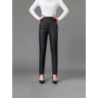 升级款羽绒丝裤女外穿加厚加大码高腰直筒修身中老年保暖裤