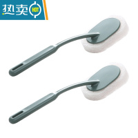 敬平长柄浴缸刷卫生间清洁器厕所刷子家用浴室坐便器马桶外壁海绵刷 两个装-灰绿色