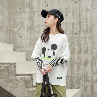 珂卡慕(KEKAMU)女童假两件卫衣2020春秋装新款韩版潮洋气T恤中大童薄款大码宽松显瘦百搭上衣白色140cm